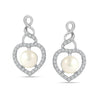 925 Sterling Silver CZ Simulated Pearl Heart Drop Stud Earrings for Women