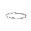 925 Sterling Silver CZ Minimalist Double Chain Tennis Paperclip Links & Box Chain Bracelet for Women