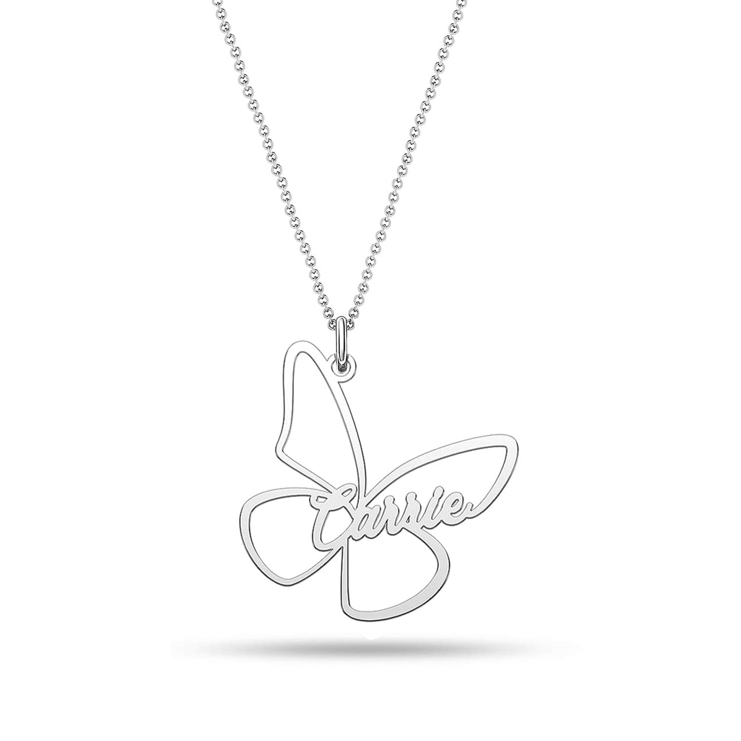 Personalised 925 Sterling Silver Butterfly Monique Name Pendant Necklace for Women Teen