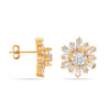 925 Sterling Silver 14K Gold-Plated Lightweight Pave Cubic Zirconia Crystals Sunshine Stud Earrings for Women