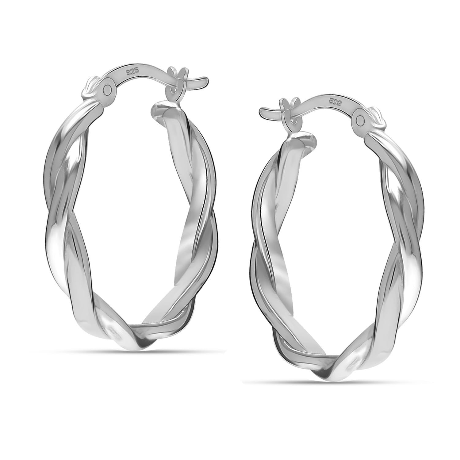 925 Sterling Silver Infinity Lightweight Round Twisted Hoop Earrings for Women