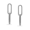 925 Sterling Silver Lightweight Italian Cubic Zirconia Double Paperclip Link-Chain Liner Drop Dangle Earrings for Women Teen