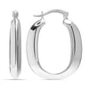 925 Sterling Silver Oval Handmade Click-Top Puff Hoop Earrings for Women