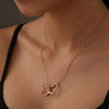 925 Sterling Silver 14K Rose-Gold Plated Interlocked Zirconia Love Heart Pendant Necklace for Women