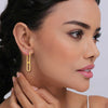 925 Sterling Silver 14K Gold Plated CZ Italian Paperclip Link-Chain Liner Long Drop Dangle Earrings for Women