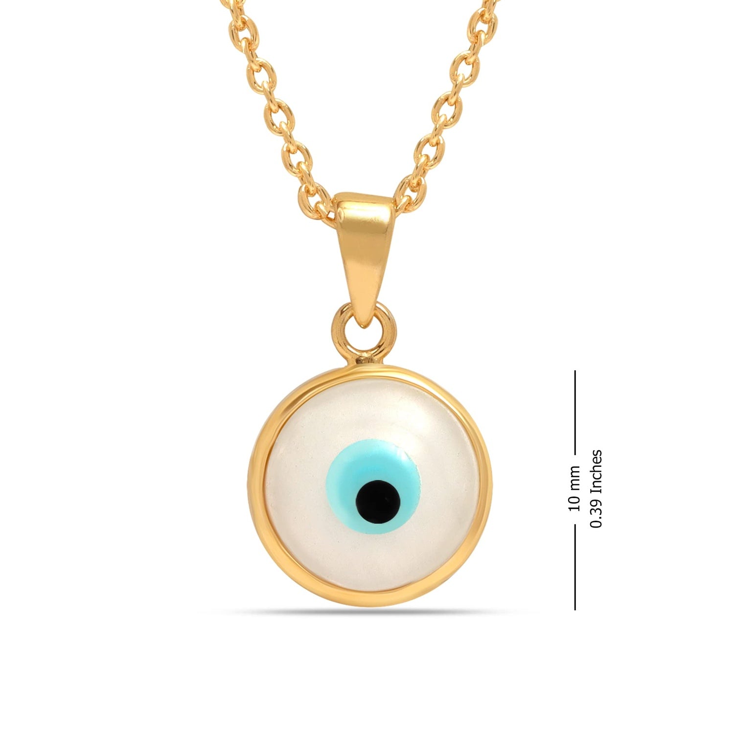 925 Sterling Silver 14K Gold Plated Evil Eye Protection Charm Pendant Necklace for Women Teen