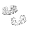 925 Sterling Silver Alternating Open Hearts and Hawaiian Leaf Adjustable Band Toe Rings for Women