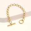 925 Sterling Silver 14K Gold-Plated T-Bar Interlock Oval Link Chain Bracelet for Women