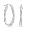 925 Sterling Silver Small Zirconia X-Shaped Click-Top Hoop Earrings for Women