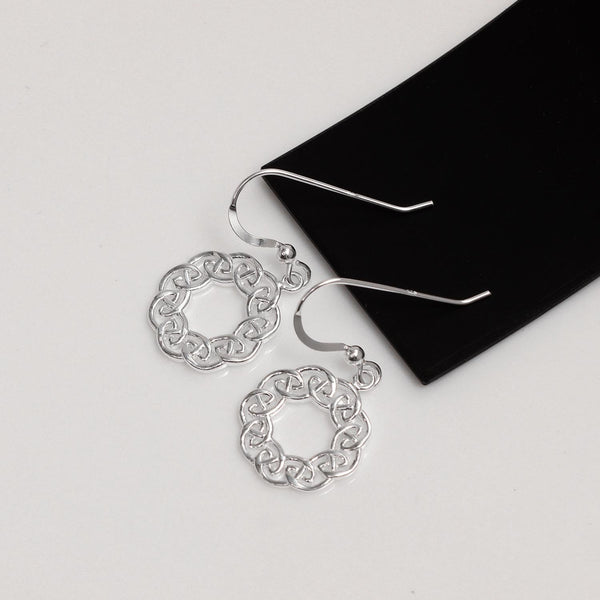 925 Sterling Silve Handmade Celtic Knotwork Circle Hook Drop Dangle Earrings for Women