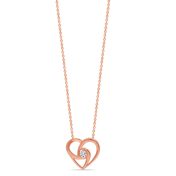 925 Sterling Silver Rose Gold Plated Irish Celtic Knot Cubic Zirconia Heart Pendant Necklace for Women Teen