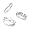 925 Sterling Silver Classic Summer Beach Foot Adjustable Band Toe Rings for Women Set of 3 Pcs