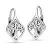 925 Sterling Silve Square Faceted Tree of Life Design Filigree Drop Dangle Earrings for Women