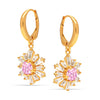 925 Sterling Silver 14K Gold Plated Pink Crystals CZ Leverback Drop Dangle Earrings for Women