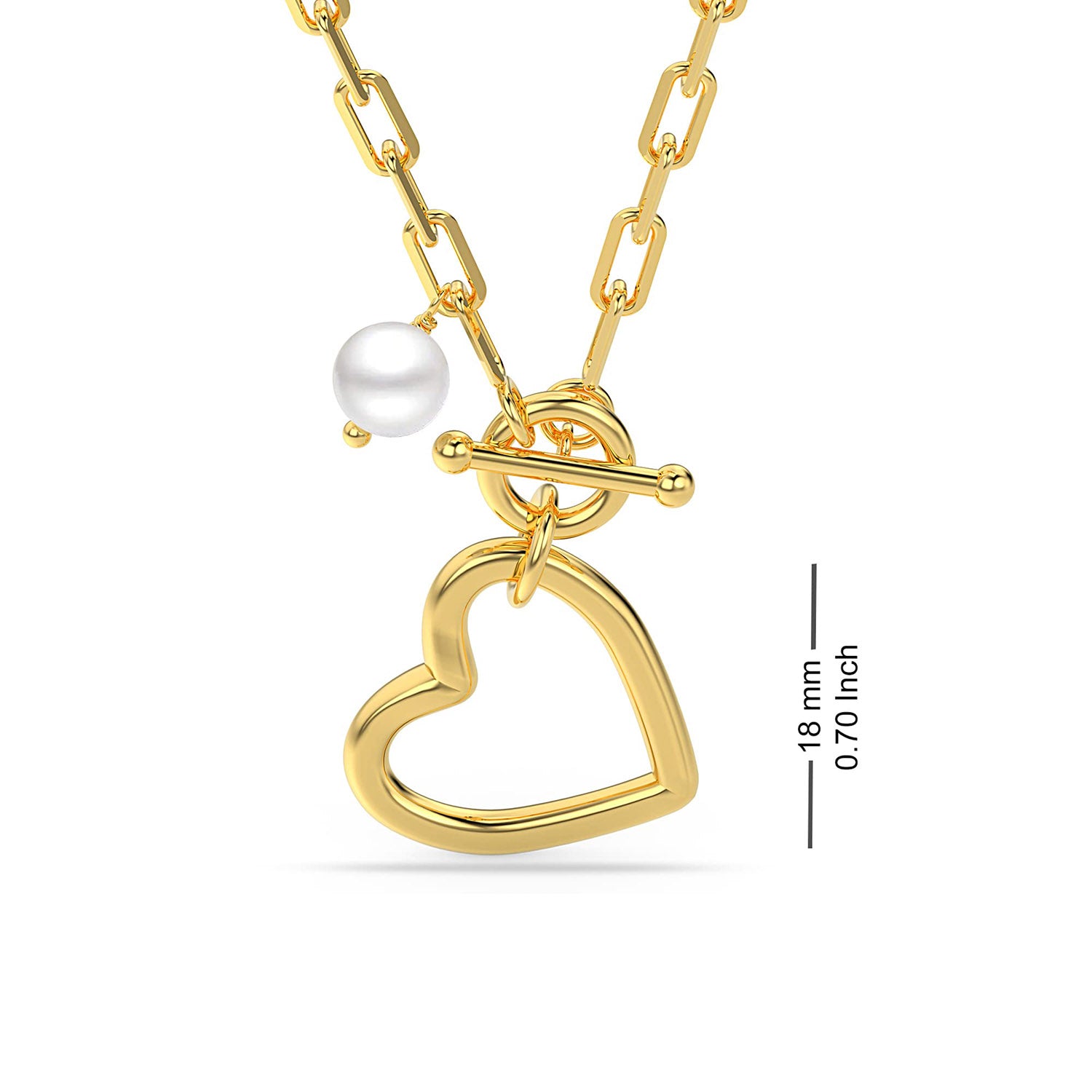 925 Sterling Silver 18K Gold-Plated Cultured Pearl Heart Pendant Necklace for Teen Women