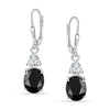 925 Sterling Silve Black Onyx and White Zirconia Leverback Drop Dangle Earrings for Women