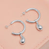 925 Sterling Silver Hanging Waterdrop Charm C-Hoop Earrings for Women