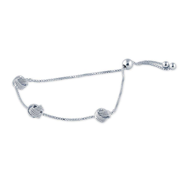 925 Sterling Silver Twisted Love-Knot Sliding Bolo Bracelet for Women Teen