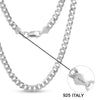 925 Sterling Silver Italian Diamond-Cut Cuban Link Curb Chain Necklace for Boys and Men 8MM