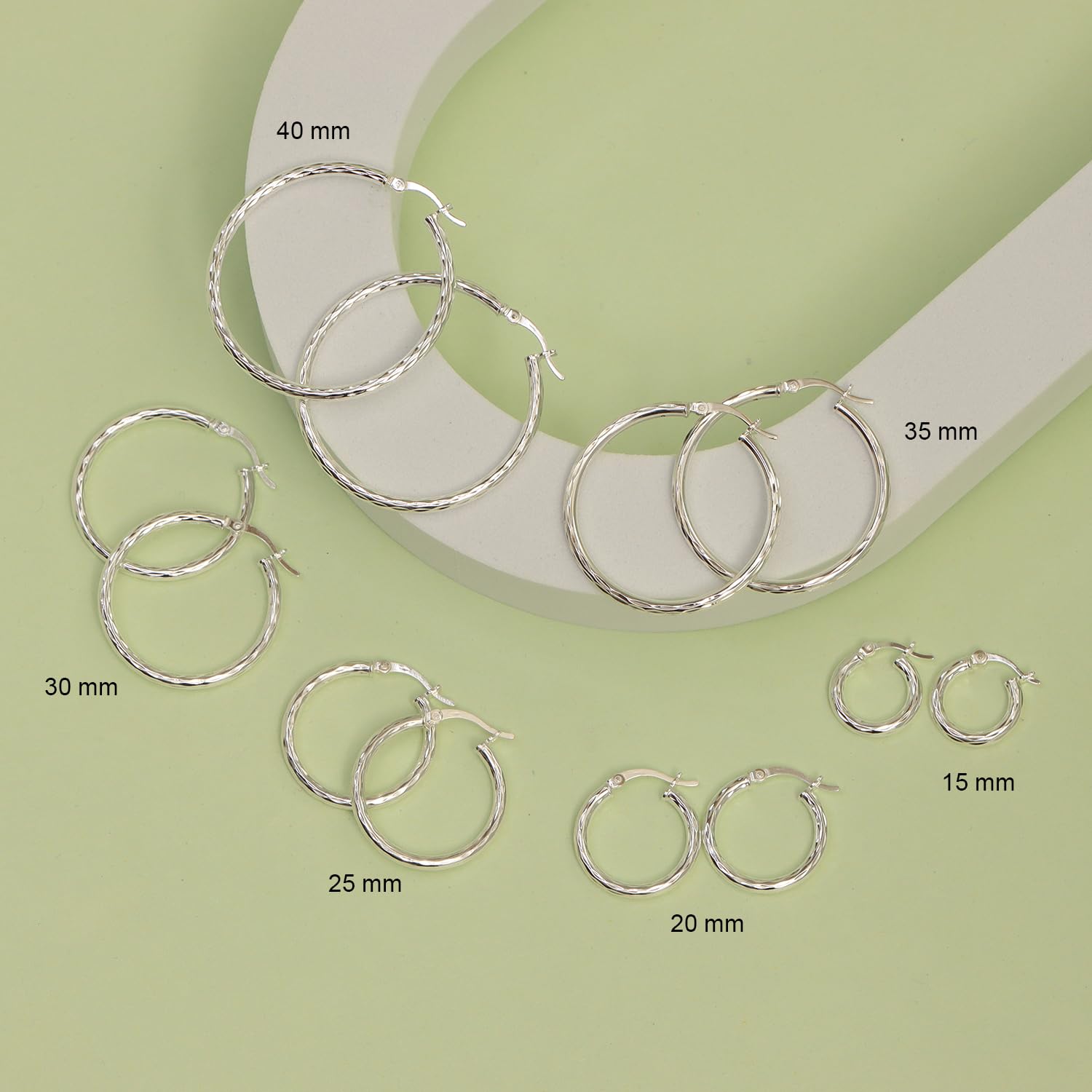 925 Sterling Silver Diamond-Cut Tube Small Italian Click-Top Hoop Earrings for Women Teen and Women 2.5mm