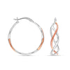 925 Sterling Silver Medium Two-Tone Round Hoop Earrings Twisted Click-Top Hoop Earrings for Women