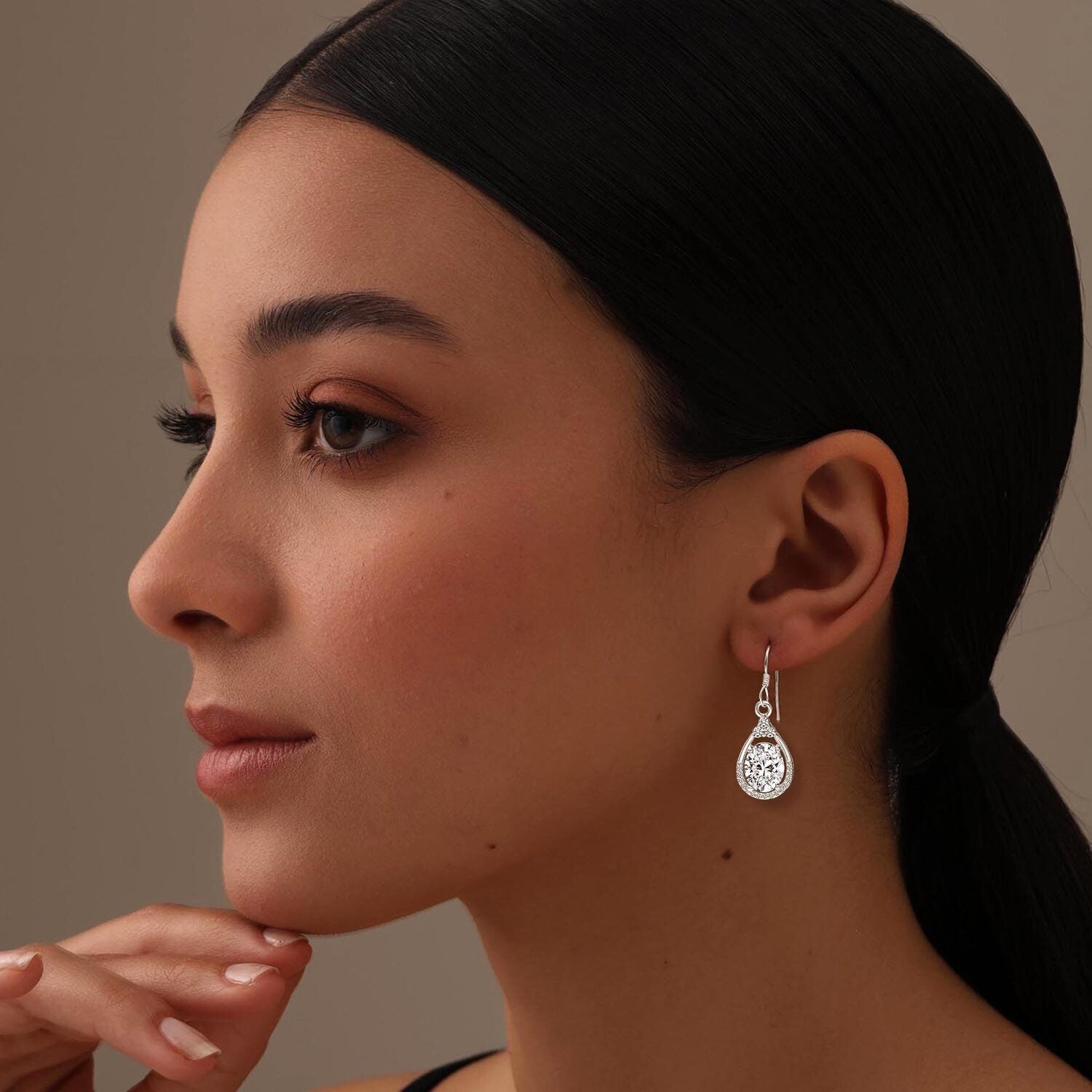 925 Sterling Silve Pear-Cut Cubic Zirconia Teardrop Drop Dangle Earrings for Women