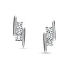 925 Sterling Silver Cubic Zirconia Double Bar Stud Lightweight Classic Crystal Sidebar Earrings for Women Teen