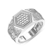 925 Sterling Silver Rhodium Plated Micro Pave Cubic Zirconia Moissanite Wedding Ring for Men