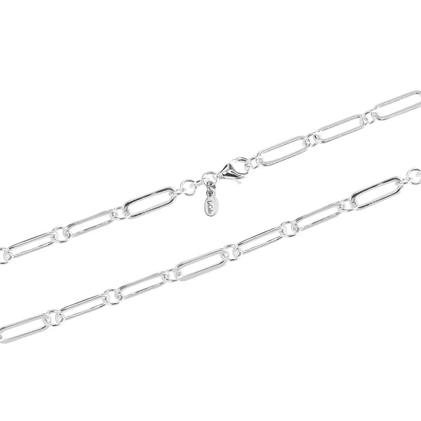 925 Sterling Silver Italian Paperclip Chain Necklace for Women