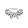 925 Sterling Silver Zirconia Barbed Wired Stacking Engagement Eternity Wedding Band Finger Ring for Women