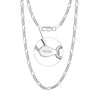 925 Sterling Silver Italian 0.35CM, Solid Diamond-Cut Figaro Link Chain Necklace for Men Women