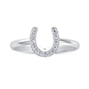 925 Sterling Silver Cubic Zirconia Good Luck Horseshoe Ring for Women