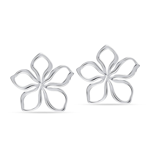 925 Steling Silver Periwinkle Flower Design Stud Earrings for Women