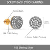 925 Sterling Silver 14K Gold-Plated Cubic Zirconia Round Screw Back Stud Earrings for Men