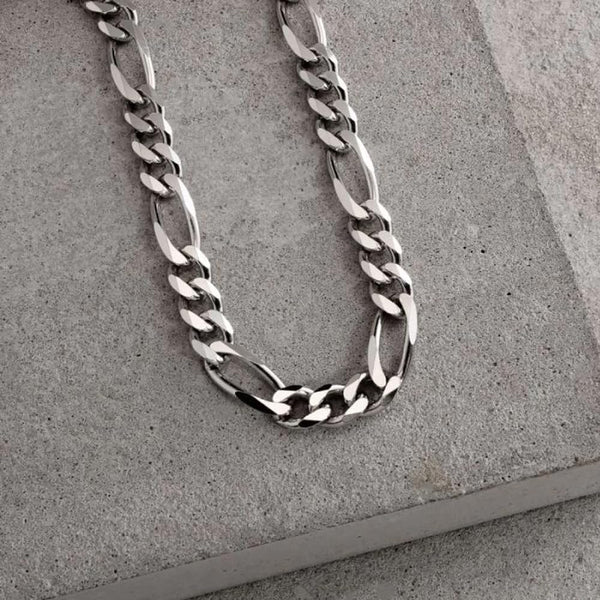 925 Sterling Silver Italian 0.7CM Solid Diamond-Cut Figaro Link Chain Necklace for Men and Women