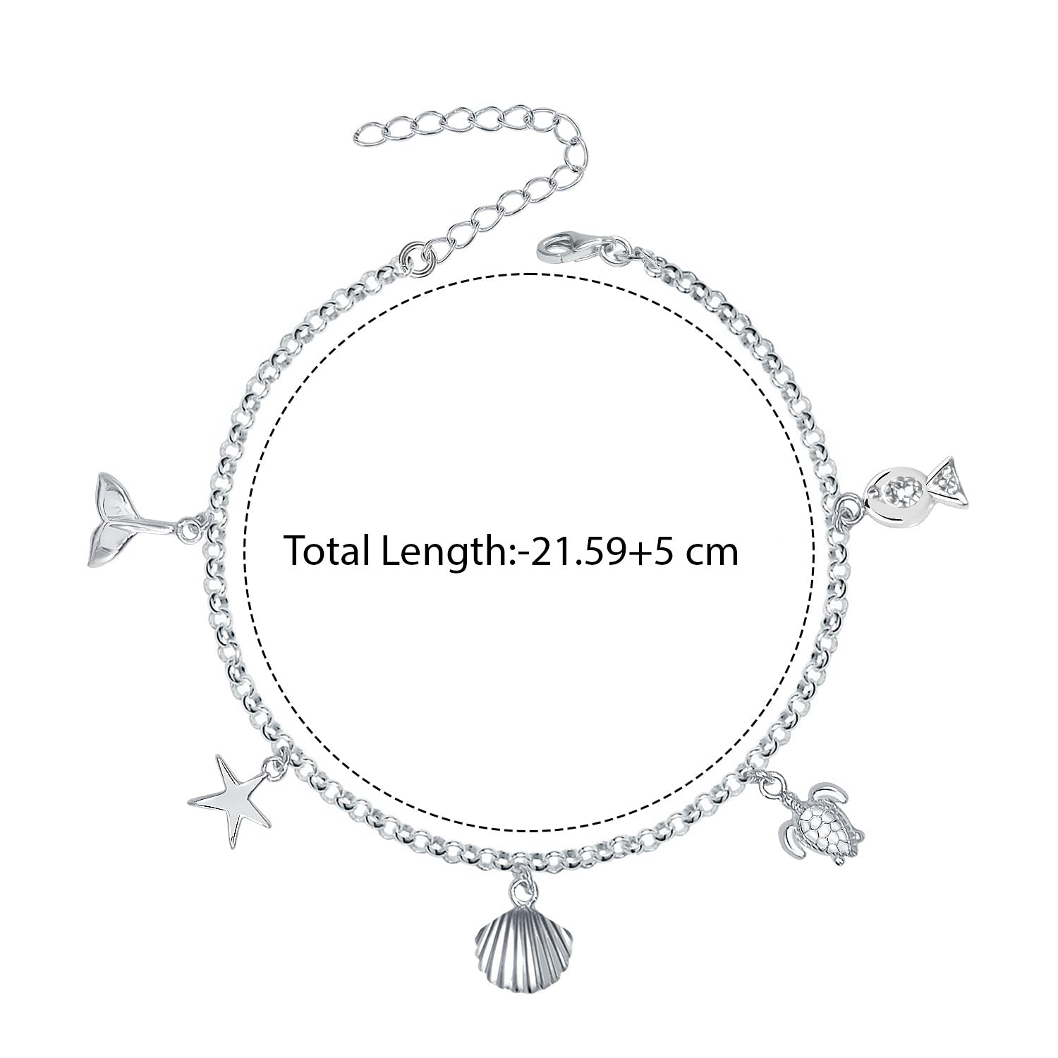 925 Sterling Silver Starfish Seashell Conch Turtle Charm Ocean Beach  Anklets for Women 1 Pc