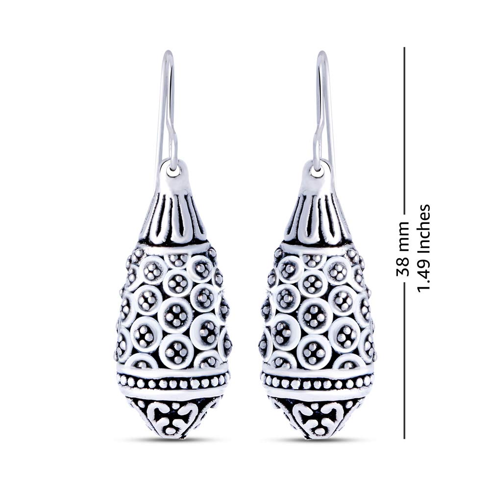 925 Sterling Silver Antique Filigree Drop Dangle Earrings for Women