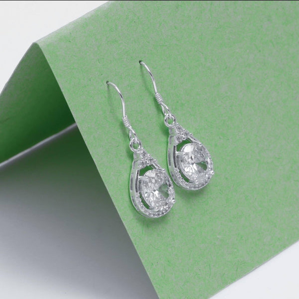 925 Sterling Silve Pear-Cut Cubic Zirconia Teardrop Drop Dangle Earrings for Women