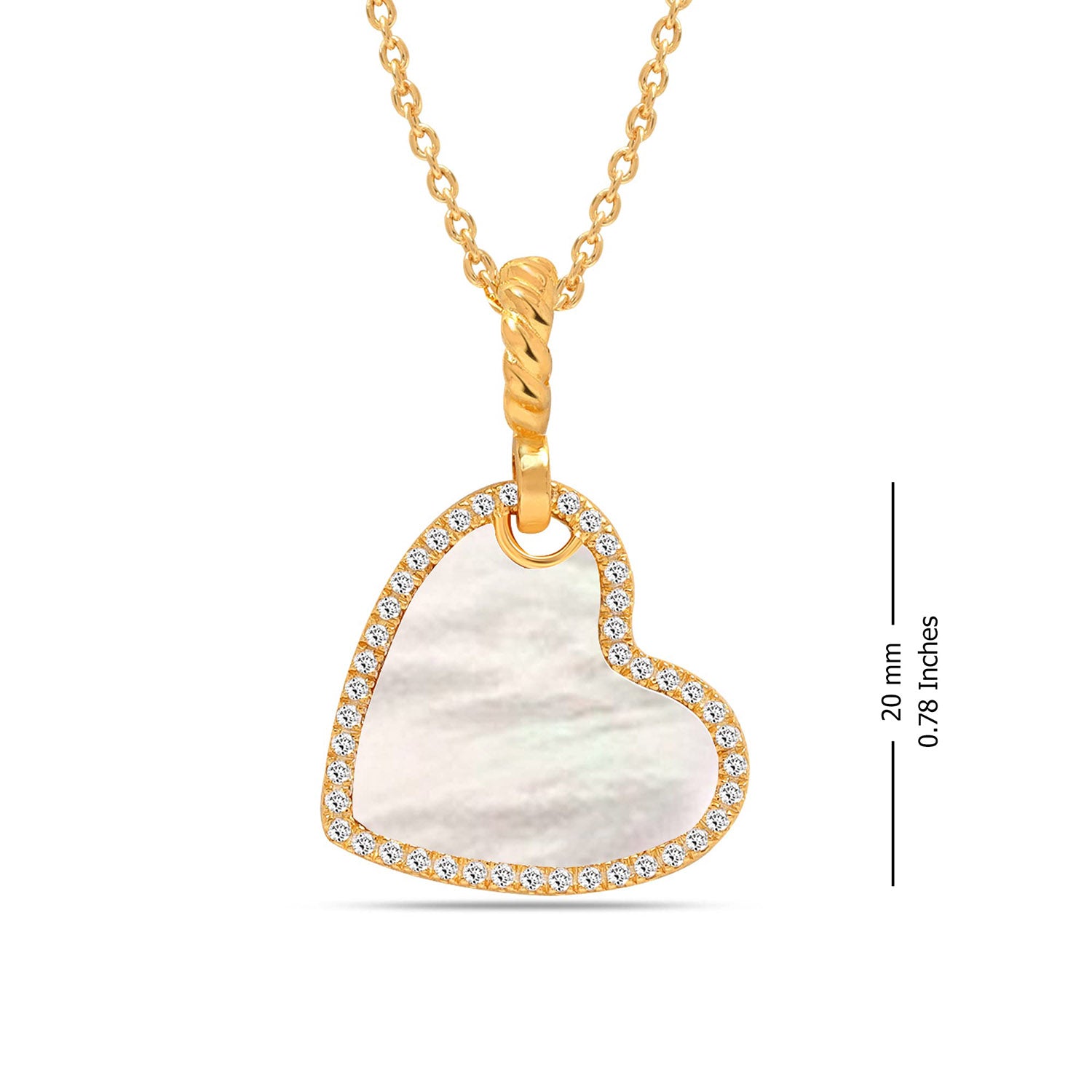 925 Sterling Silver 14K Gold Plated Mother of Pearl Multi Cubic Zirconia Heart Pendant Necklace for Women Teen