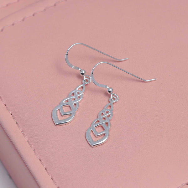 925 Sterling Silve Good Luck Irish Celtic Eternity Knot Drop Dangle Earrings for Women