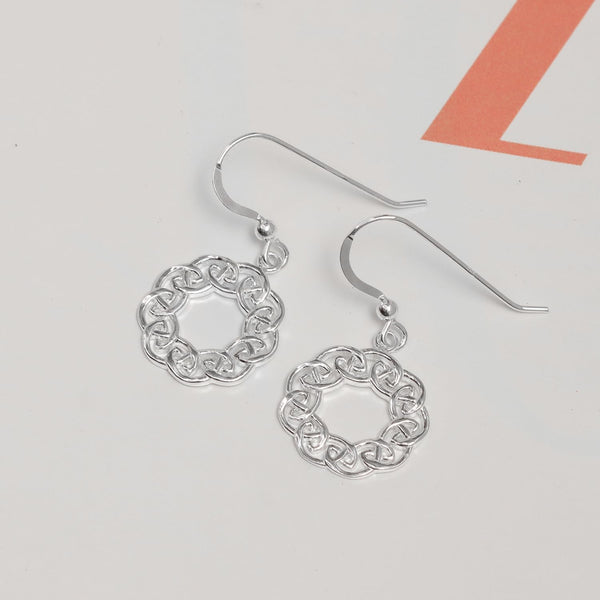 925 Sterling Silve Handmade Celtic Knotwork Circle Hook Drop Dangle Earrings for Women