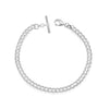 925 Sterling Silver T-Bar Toggle Italian Cuban Chain Link Bracelet for Women 0.35 CM