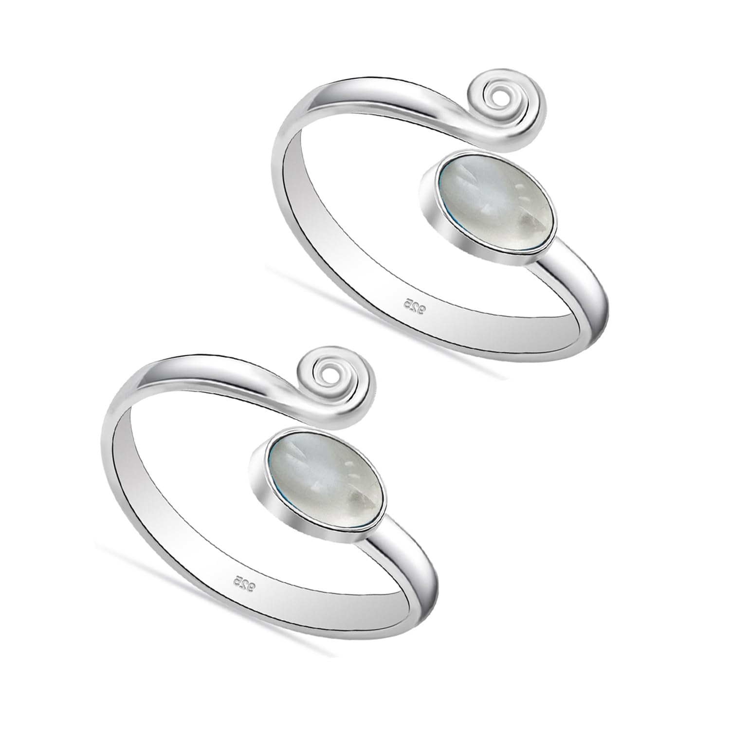 925 Sterling Silver Rainbow Moonstone Stone Elegant and Comfortable Toe Rings for Women