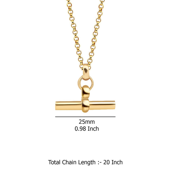 925 Sterling Silver 14K Gold-Plated T-Bar Rolo Link chain Pendant Necklace for Women