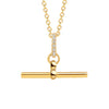 925 Sterling Silver 14K Gold-Plated Cubic Zirconia T-Bar Curb Chain Pendant Necklace for Women