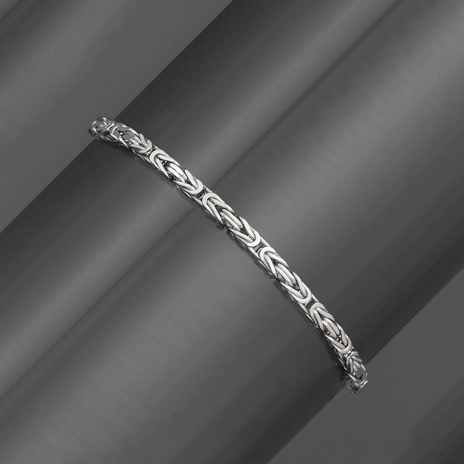 925 Sterling Silver Classic Italian Handmade Square Byzantine Link Chain Bracelet for Women 0.25CM