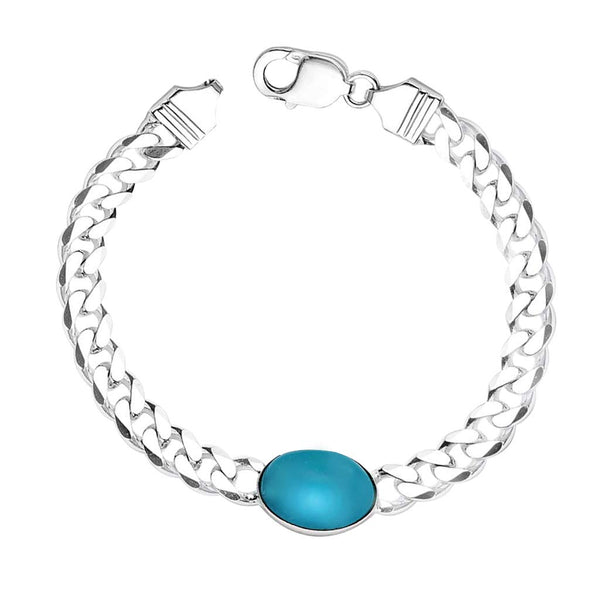 925 Sterling Silver Curb Chain Turquoise Stone Salman Khan Bracelet for Men's