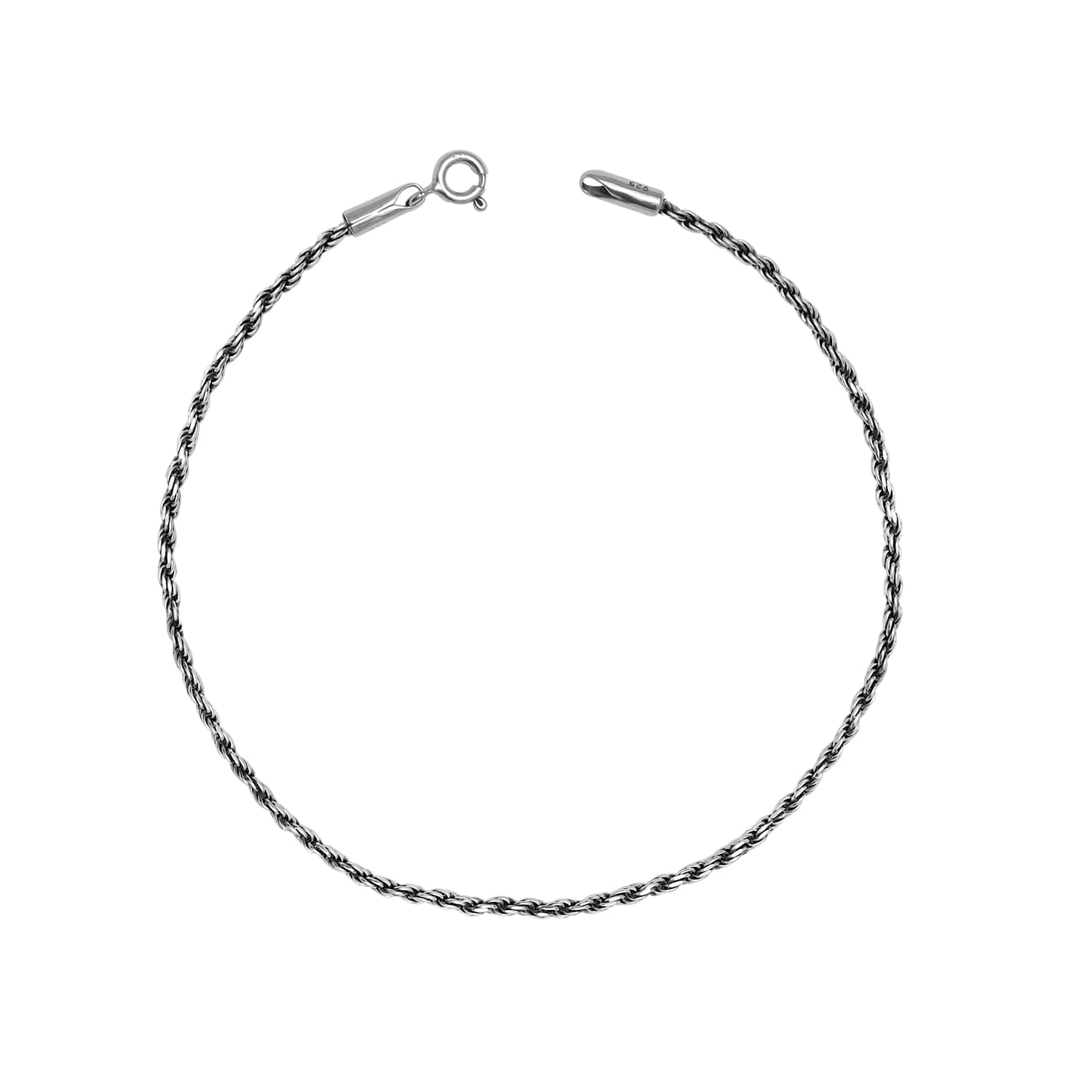 925 Sterling Silver Lightweight 1.8mm Diamond-Cut Braided Rope Chain Anklets for Women