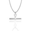 925 Sterling Silver T-Bar Curb Chain Pendant Necklace for Women