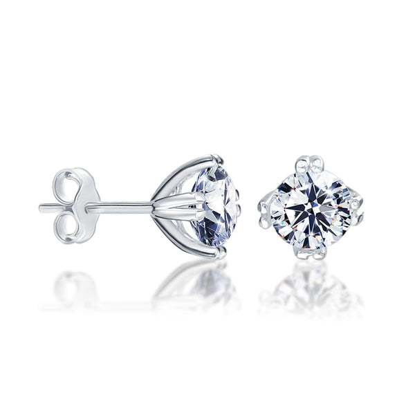 925 Sterling Silver Cubic Zirconia Round Solitaire Diamond like Brilliance Sparkling Stud Earrings for Women